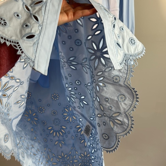 NWT Polo Ralph Lauren Blue Eyelet Embroidered Cotton Shirt Dress Size 14 Coastal - Picture 14 of 16